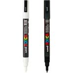 Uni Posca Marker Kalem Pc-3m (0.9-1.3mm) 2'li Set Siyah ve Beyaz - Renkli - Standart