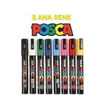 Uni Posca Marker Kalem Pc-3m (0.9-1.3MM) 8'li Ana Renk Set