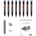 Uni Posca Marker Kalemi Çizim Seti 3 + Pcf-35 (3-10MM) 8'li Set - Renkli - Standart