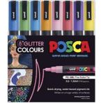 Uni Posca Marker Kalemi Pc-3m (0.9-1.3mm) Glitter Colours Simli Renkler 8'li Set - Renkli - Standart