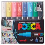 Uni POSCA PC-1M 0.7 mm 8'li Set Ana Renkler Marker