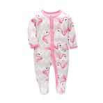 Uni-Wert Bebek tulumu erkek kız çocuk pijama pamuk pijamalar tulum bebek gece çamaşırı çizgi film uyku tulumu, Flamingo, 3-6 ay