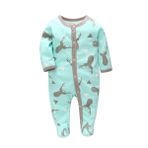 Uni-Wert Bebek tulumu erkek kız çocuk pijama pamuk pijamalar tulum bebek gece çamaşırı çizgi film uyku tulumu, Geyik, 0-3 ay