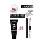 Uni Zer 6 Parça Evde Tırnak Uzatma Poly Gel Seti Protez Tırnak Yapma Mini Uv LED Uygulama Seti Nude Coffe