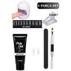 Uni Zer 6 Parça Evde Tırnak Uzatma Poly Gel Seti Protez Tırnak Yapma Mini Uv LED Uygulama Seti Şeffaf