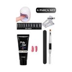 Uni Zer 6 Parça Evde Tırnak Uzatma Poly Gel Seti Protez Tırnak Yapma Mini Uv LED Uygulama Seti Soft Pembe