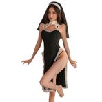 Unibaby Rahibe Cosplay Kostüm Kadınlar için Seksi Rahibe İç Çamaşırı Fantezi Elbise Cadılar Bayramı Partisi Yetişkin Kostüm Rahibe Şapkalı (Nun dantel elbise), Rahibe Dantel Elbise, Tek Beden