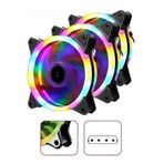 UNİCHROME 3 Adet 120mm Rainbow Rgb Kasa Fanı 12 Cm Renkli Gökkuşağı Fanı