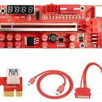 Unichrome PCI-E X16 Riser V014 Pro 3 Güç Girişli Sıcaklık ve Voltaj Göstergeli Ekran Kartı Yükseltici