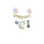 Unicorn Balonlu Kaligrafi Happy Bırthday 1 Yaş Balon Set