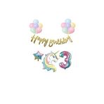 Unicorn Balonlu Kaligrafi Happy Bırthday 3 Yaş Balon Set