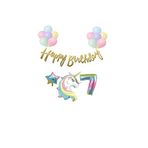 Unicorn Balonlu Kaligrafi Happy Bırthday 7 Yaş Balon Set