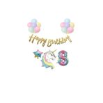 Unicorn Balonlu Kaligrafi Happy Bırthday 8 Yaş Balon Set