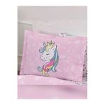 Unicorn Desen%100Pamuklu Volanlı Yastık Kılıfı 2 Ad, Pembe