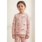 Unicorn Desenli Kız Çocuk Pijama Takımı Pembe