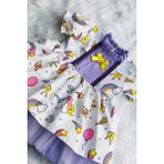 Unicorn Desenli Tül Etek Astarlı Lila Kız Çocuk Bebek Tasarım Elbise - 6 - 9 Ay