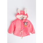 Unicorn İşlemeli İçi Peluş Neon Pembe Kız Bebek Mont