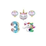 Unicorn Karakterli Rakamlı Doğum Günü Parti Seti Yaş 3