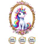 Unicorn Pasta Resmi ve Baskısı - Unicorn Yenilebilir Kağıt Pasta Üstü Resmi - Pasta Süsü 2 - 1 Adet