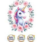 Unicorn Pasta Resmi ve Baskısı - Unicorn Yenilebilir Kağıt Pasta Üstü Resmi - Pasta Süsü 4 - 1 Adet