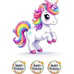 Unicorn Pasta Resmi ve Baskısı - Unicorn Yenilebilir Kağıt Pasta Üstü Resmi - Pasta Süsü 55 - 1 Adet