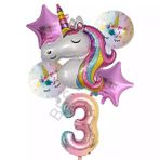 Unicorn Rakam At Yıldız Doğum Günü Parti Seti Yaş-3