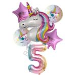 Unicorn Rakam At Yıldız Doğum Günü Parti Seti Yaş-5