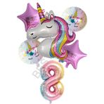 Unicorn Rakam At Yıldız Doğum Günü Parti Seti Yaş-8