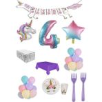 Unicorn Temalı Doğum Günü Parti Seti 4 Yaş