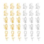 UNICRAFTALE 32 adet 2 renkli pirinç klipsli küpe aksesuarı, nüfuz etmeyen küpeler, 1,6 mm halkalı, metal klipsli küpe, dönüştürücü, kendin yap küpe üretimi için