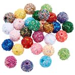 UNICRAFTALE Yaklaşık 30 adet boncuklu kalemler için yapay elmas boncuklar 16 mm tıknaz yuvarlak odak boncuklar Bling Glitter Suger Bugglegum boncuk ışıltı Bling top boncuk kristal ara boncuk DIY
