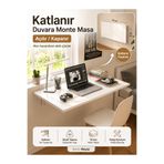 UNİDECO Katlanır Duvar Masası Duvara Monte Mutfak Masası Çalışma Masası Balkon Hobi Masası Açılır Kapanır Lara Beyaz