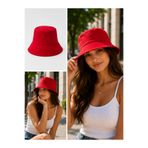 Unify Brand Kırmızı Bucket Kova Şapka Unisex Balıkçı Şapka Günlük Kullanım