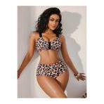 Unify Brand Leopar Desenli Toparlayıcı Bikini Takımı – Yüksek Bel Kadın Mayo | Destekli Üst