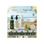 Unify Brand Refreshe %100 Doğal Tatil Seti|organik Şampuan, Doğal Güneş Kremi, Sinek Engelleyici Mum, Hanımeli Vücut Losyonu, Çay Ağacı Kabak Lifli Sabun|dermatit Kepek Karşıtı,nemlendirici,peeling etkili