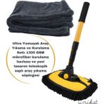 Unikat Ultra Yumuşak Araç Yıkama ve Kurulama Seti 1300 Gsm Mikrofiber Kurulama Havlusu ve Yeni Tasarım Teleskopik Saplı Araç Yıkama Süpürgesi