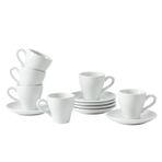 Unilives Espresso Kahve Fincanları Tabaklı Porselen 56 ml 6'lı Set (Beyaz, 10 x 6,9 x 4,8 cm)
