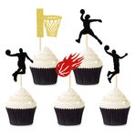 Unimall 30'lu Paket Oyun Basketbol Cupcake Üstleri, Spor Yemekleri/Meze Seçtikleri Basketbol Partisi Favor Mini Doğum Günü Pastası Süslemeleri için