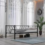 Unimet Alchera Daybed Tek Kişilik Sedir Divan Metal Karyola Siyah - 90 x 190 cm