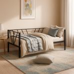 Unimet Alchera Daybed Tek Kişilik Sedir Metal Karyola (SİYAH, 90x190)