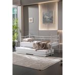 Unimet Daily Metal Yavrulu Daybed Karyola Yataklı Kanepe - Tekerlekli Alt Yatak Dahil Set (Beyaz 90x200)