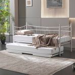 Unimet Daily Yavrulu Daybed-Çift Tek Kişilik Beyaz Metal Karyola