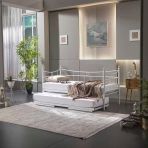 Unimet Daily Yavrulu Daybed Tek Ve Çift Kişilik Sedir Metal Karyola Beyaz 80X200-90X200