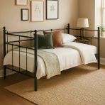 Unimet Lalas Daybed Tek Kişilik Sedir Metal Karyola 90x200 Siyah (AHŞAP LATALI)