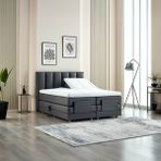 Unimet Nera Elektrikli Motorlu Hareketli Kumandalı Çift Kişilik Karyola+Başlık+Yatak Set - Antrasit - 180 x 200 cm