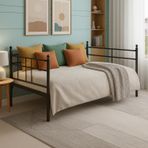 Unimet Soho Daybed Tek Kişilik Sedir Metal Karyola Siyah (90x190)