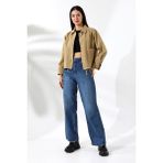 Union And Joy %100 Pamuk Gabardin Kumaş Hardal Kadın Ceket - XL - Regular Fit