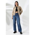 Union And Joy %100 Pamuk Gabardin Kumaş Kahverengi Kadın Ceket - XL - Regular Fit
