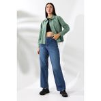 Union And Joy %100 Pamuk Gabardin Kumaş Mint Kadın Ceket - XL - Regular Fit
