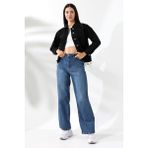 Union And Joy %100 Pamuk Gabardin Kumaş Siyah Kadın Ceket - 2XL - Regular Fit